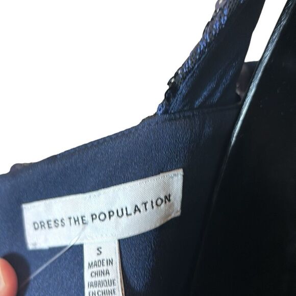 Dress the population anabel floral sequin fit & flare gown navy small new prom - Picture 12 of 16